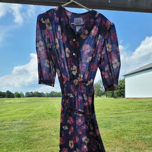 California Looks Semi Sheer Full Sweep Floral Dress